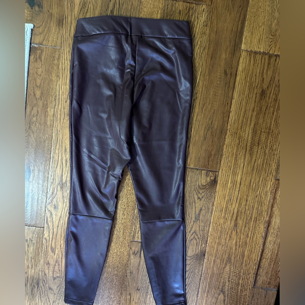 a new day Burgundy Wine Faux Leather Leggings Medium